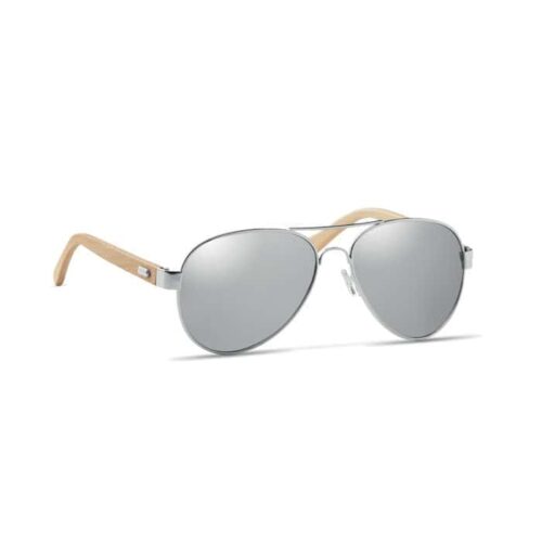 Sunglasses with bamboo case silver