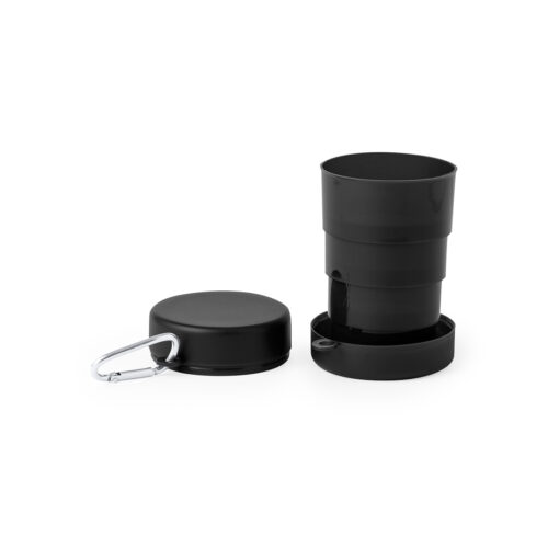 Foldable Cup with Carabiner - 220 ml - Black