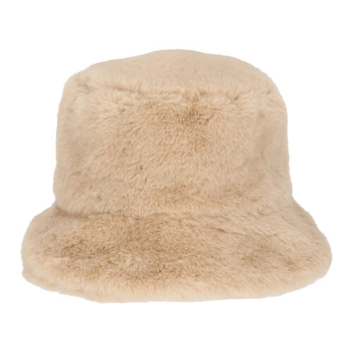 Bucket hat faux fur beige - 56 cm