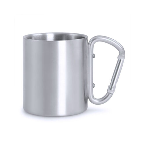 Mug with Carabiner 210 ml Stainless Steel Silver