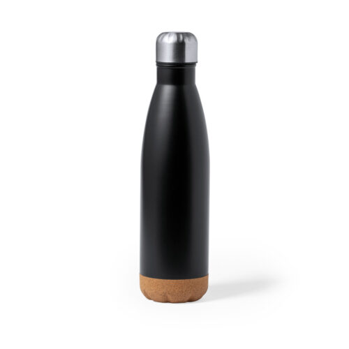 Stainless Steel/Cork Water Bottle 750 ml Black