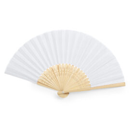 Hand Fan Bamboo/Polyester White
