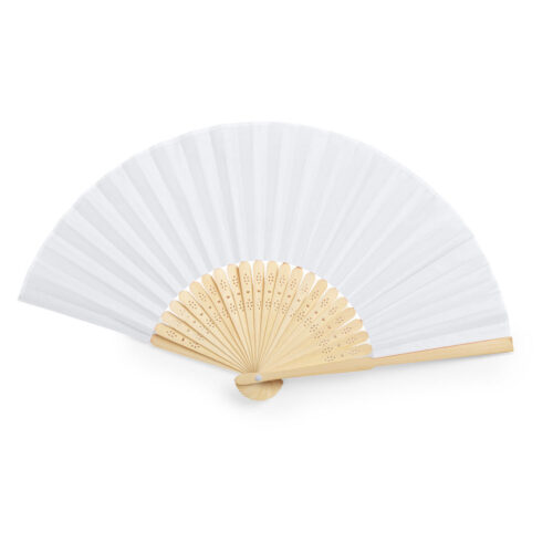 Hand Fan Bamboo/Polyester White