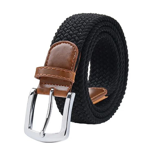 Braided Elastic Belt Black - 110 cm