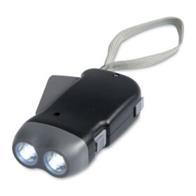 Hand-crank flashlight 2 LED black