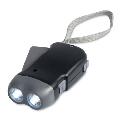 Hand-crank flashlight 2 LED black