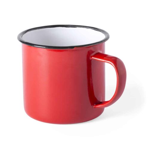 Mug retro metal 380 ml red