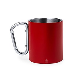 Mug with Carabiner 300 ml Stainless Steel Red