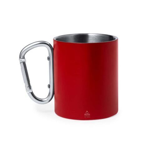 Mug with Carabiner 300 ml Stainless Steel Red