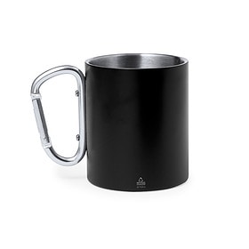 Mug with carabiner 300 ml stainless steel black