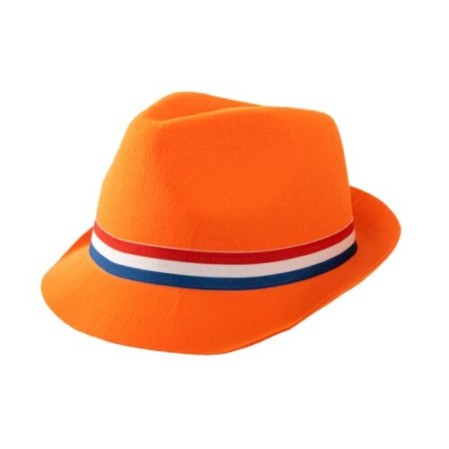 Orange Felt Hat with Dutch Flag