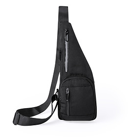 5-compartment shoulder bag with reflective strip polyester black