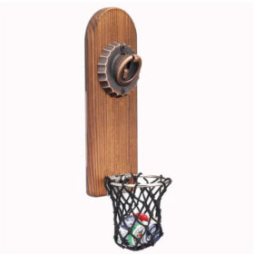 Wall-Mounted Bottle Opener with Net Catcher Wood Brown