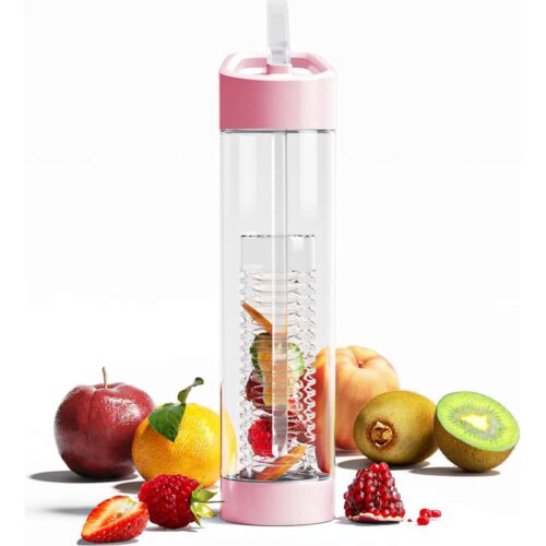 Water Bottle with Straw and Fruit Filter | Pink