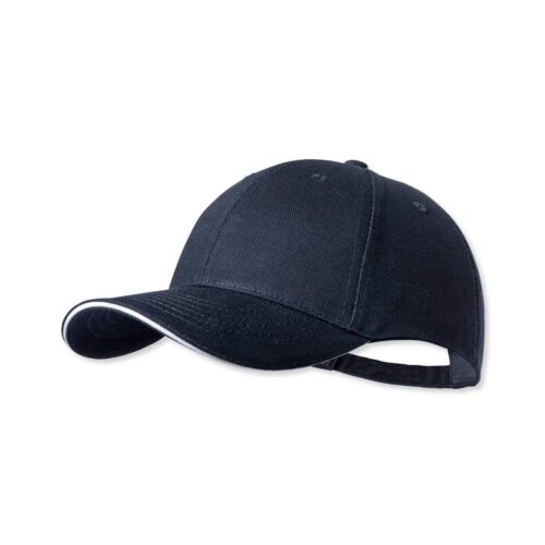 Cap with Buckle Closure Cotton Dark Blue