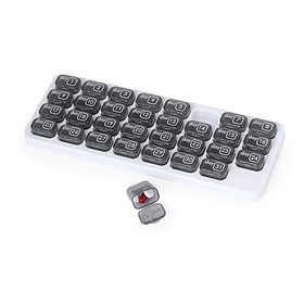 Monthly pill box with 31 compartments