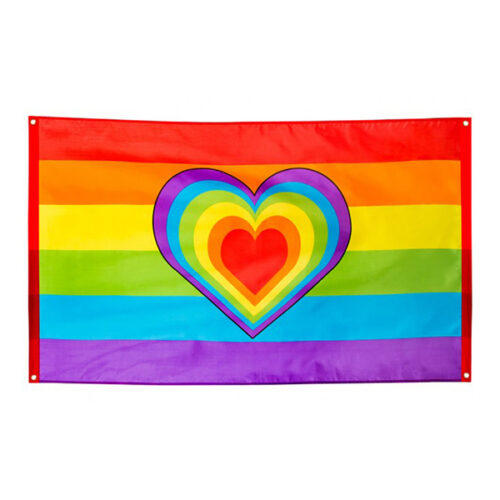 Pride Rainbow Flag with Heart - 90 x 150 cm
