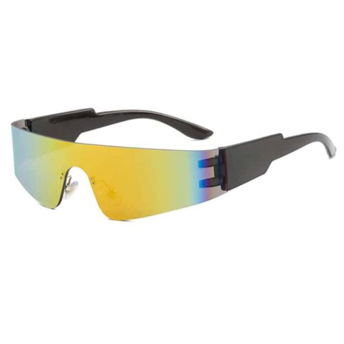 Black Sport Sunglasses with Rimless Frame - Orange Lens