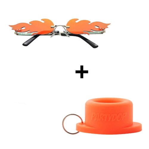 Flame sunglasses + Universal Party Cap orange