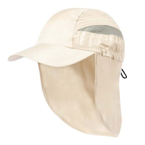 Hat with neck protection microfiber natural