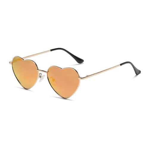Heart-shaped sunglasses with orange lenses