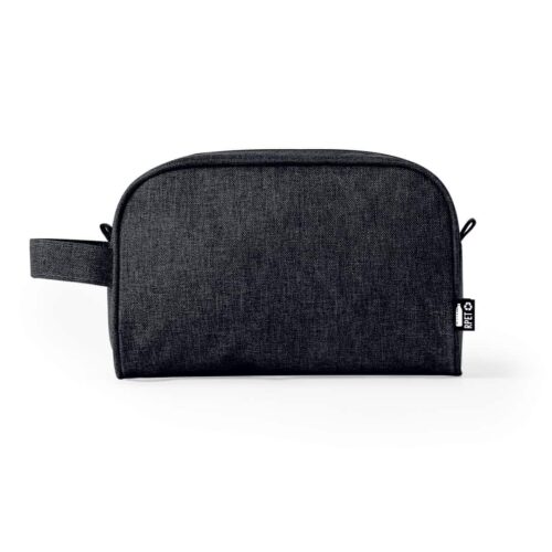 Toiletry Bag with Carry Loop RPET Polyester Black