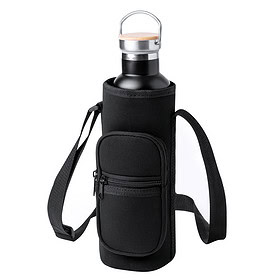 Bottle Holder 1.5 Liter Soft Shell with Shoulder Strap Black