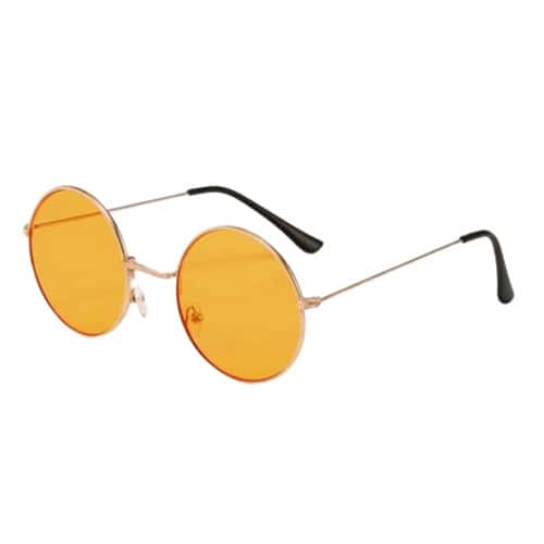 Hippie round sunglasses with orange mirror lenses