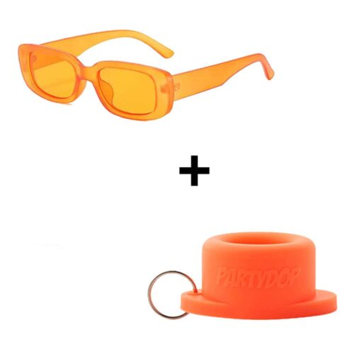 Classic Sunglasses Thick Frame + Universal Party Cap Orange