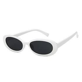 Oval Sunglasses Thick Frame - White