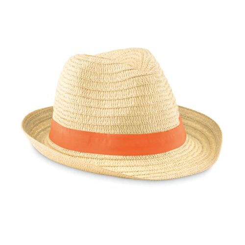 Straw hat with orange band