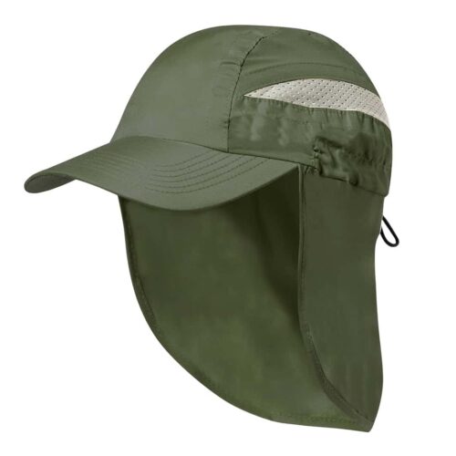 Cap with Neck Protection Microfiber Green