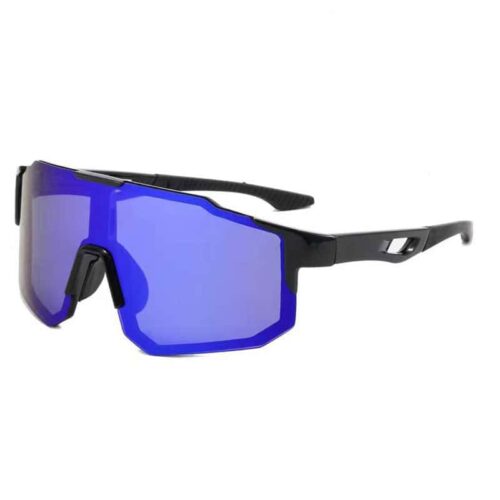 Polarized Black Sports Sunglasses - Blue Lens