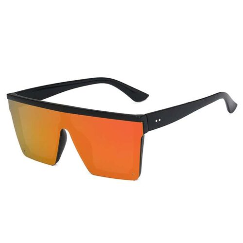 Square sunglasses with semi-rimless frame - Orange/red lenses