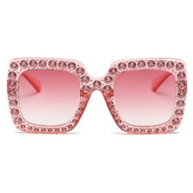 Square sunglasses with stones - Pink