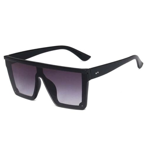 Square Sunglasses with Semi-Rimless Frame - Gray Lenses