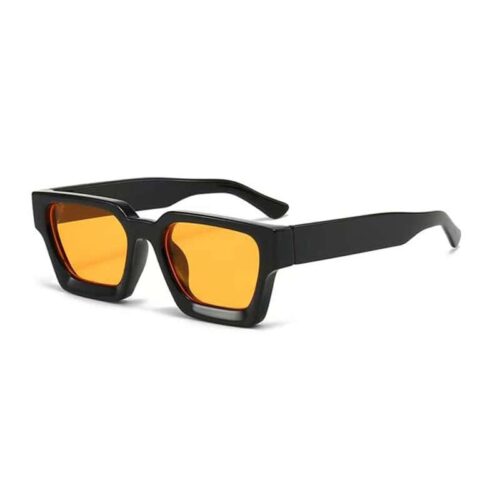 Square Sunglasses Thick Frame - Black with Orange Lenses