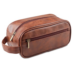 Yucka - Vintage PU Leather Men's Toiletry Bag with Hook - Light Brown