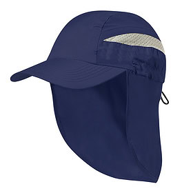 Cap with neck protection microfiber blue