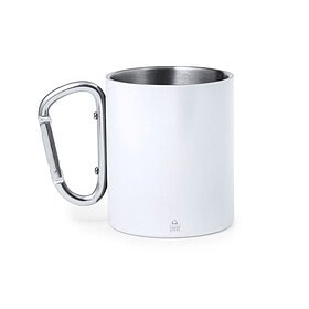 Mug with Carabiner 300 ml Stainless Steel White