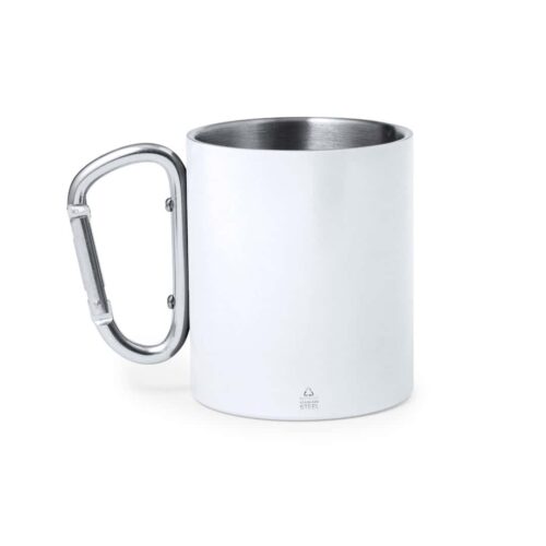 Mug with Carabiner 300 ml Stainless Steel White
