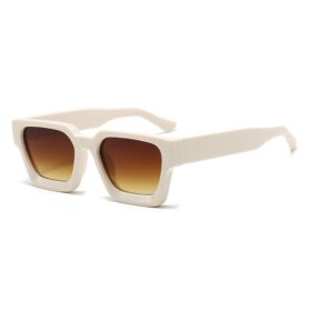 Square thick frame sunglasses - Beige with brown lenses