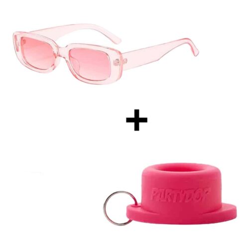 Sunglasses classic thick frame + Universal Party Cap pink