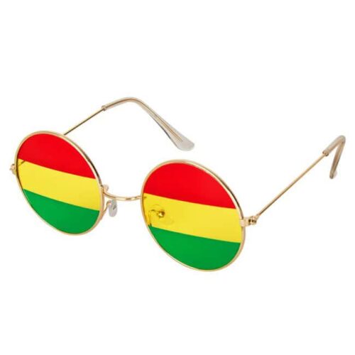 Hippie round sunglasses with red/yellow/green mirrored lenses