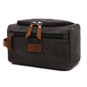 Yucka - Canvas men's toiletry bag with hook - Black