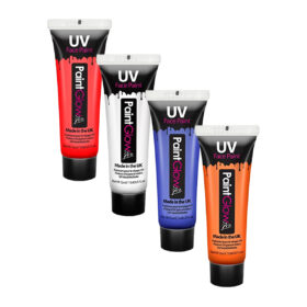 UV Face & Body Paint 12 ml set red-white-blue-orange 4 pieces