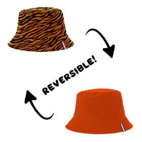 Yucka reversible fisherman's hat orange/tiger print - 58 cm