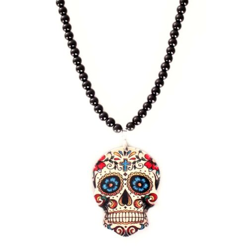 Halloween Beaded Necklace Skull Dia de los Muertos