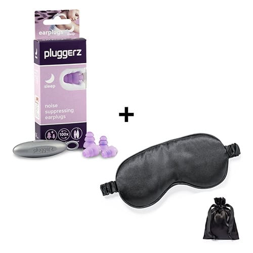 Combo Deal: Pluggerz Sleep Earplugs and Satin Sleep Mask