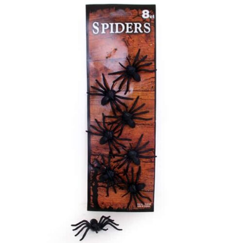 Halloween decoration black spiders 8 pieces